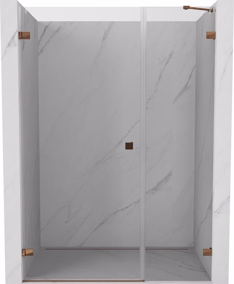Mexen Lunar-B porta doccia a battente sinistra 150 cm, trasparente, oro rosa - 832S-150-050-60-00-L