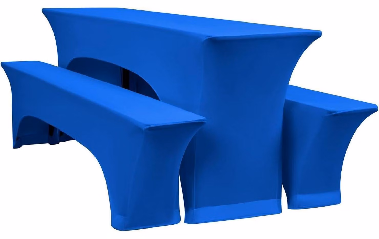 Copri tavoli per birreria, set da 3, colore blu, elasticizzati, dimensioni 220x50x70 cm, in Spandex, adatti per tavoli da birreria