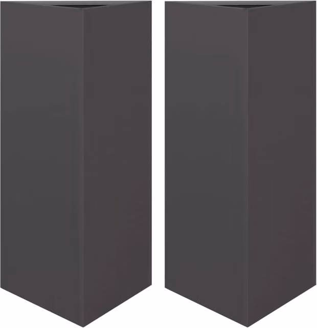 Fioriera rialzata per piante fiori giardino terrazze set da 2 triangolare 40 x 34,5 x 70 cm acciaio nero 02_0039100