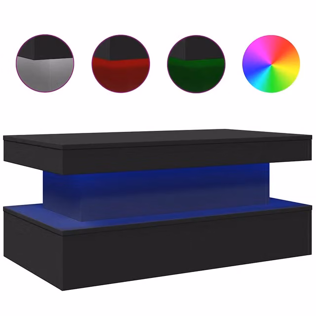 Tavolino da salotto | Tavolino da caff¨¨ | Tavolino da Soggiorno con Luci LED Nero 90x50x40 cm