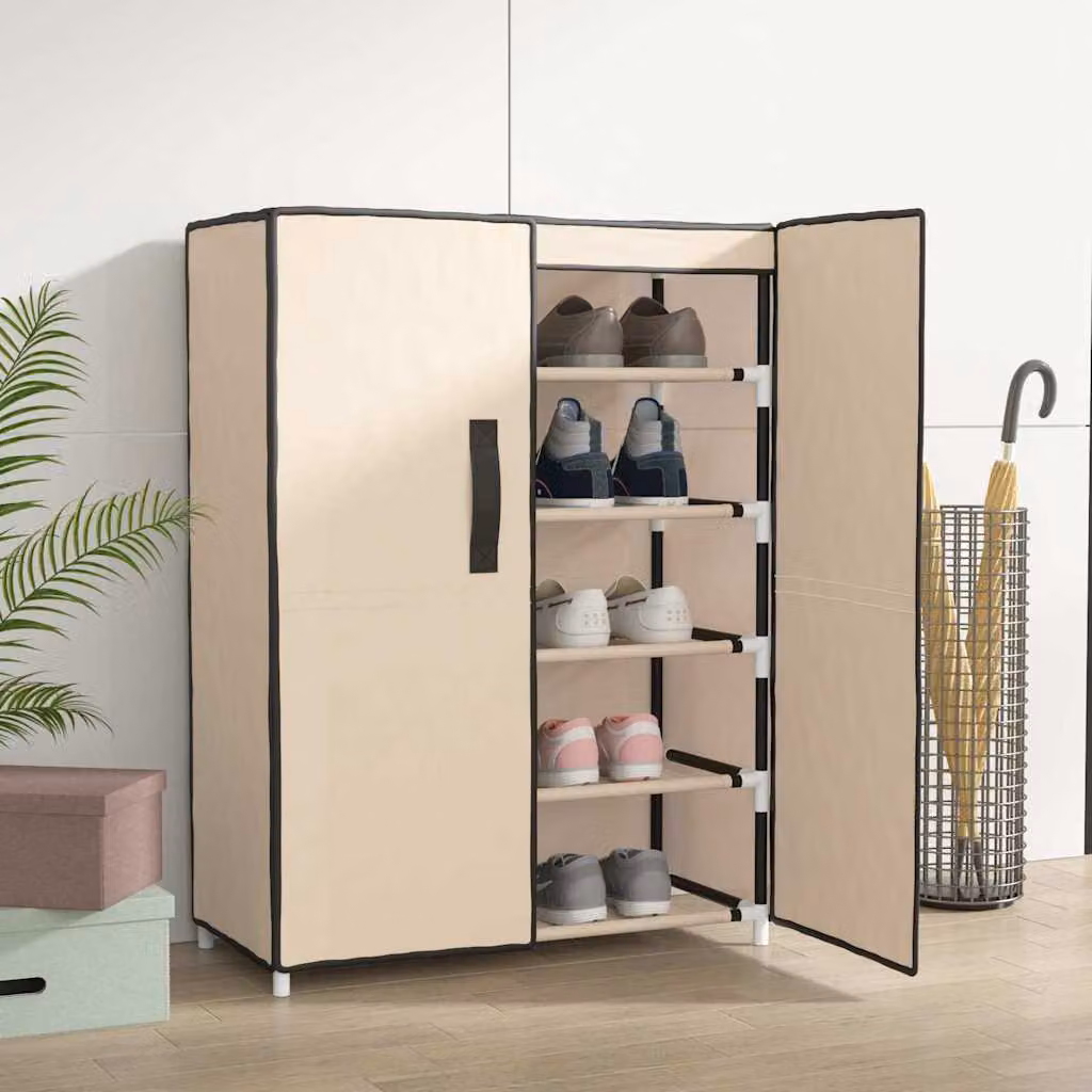 Scarpiera moderna vidaXL beige con ante a battente e ripiani interni L: 60 cm, P: 28 cm, H: 90 cm