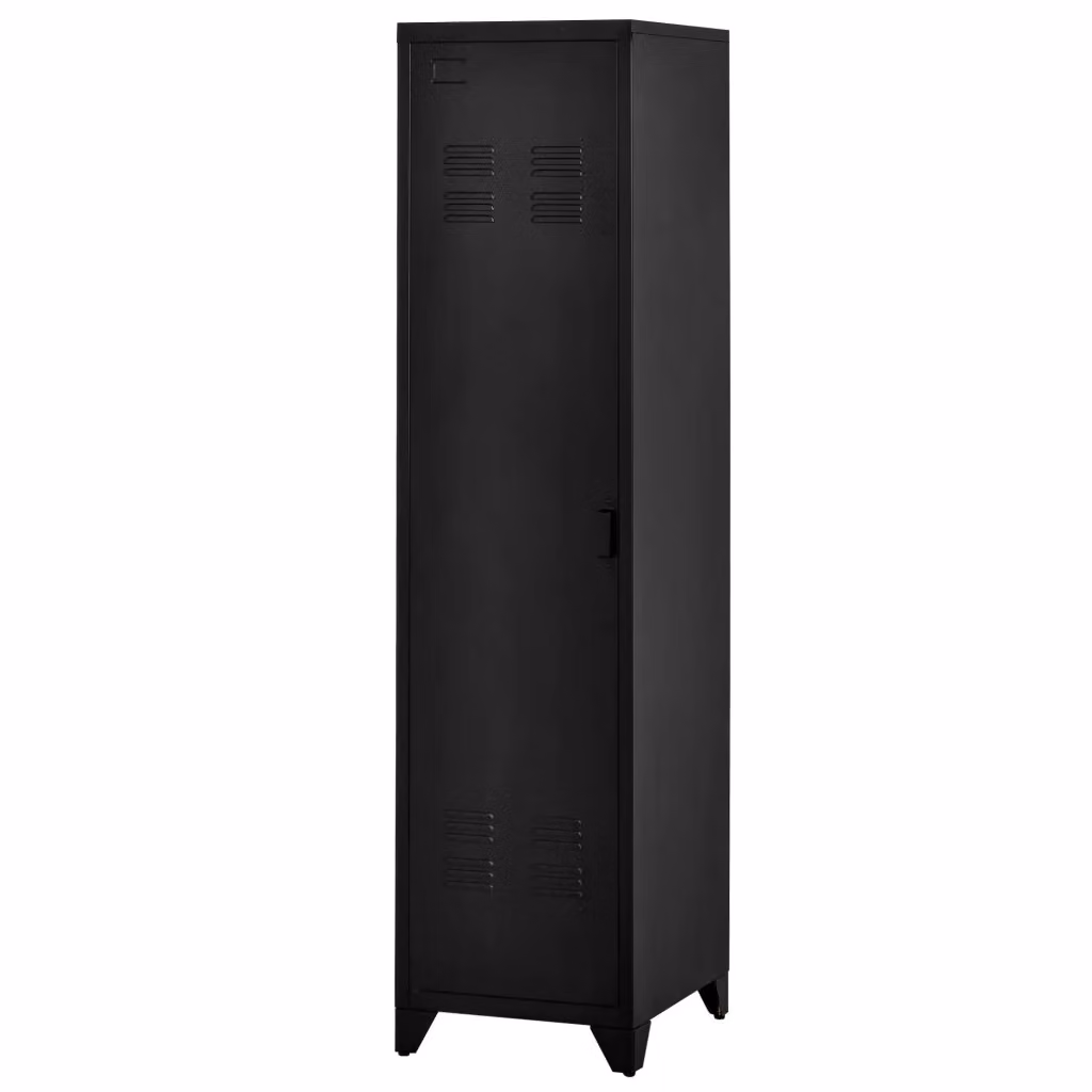 Armadio Guardaroba Industriale Xylo in Metallo Nero con 3 Ripiani e Asta Appendiabiti L/P/H: 43 x 50 x 180 cm – 2