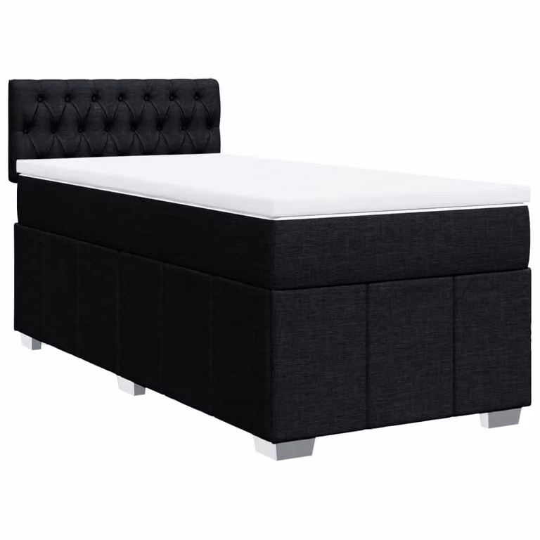 Giroletto a Molle con Materasso Nero 90x200 cm in Tessuto