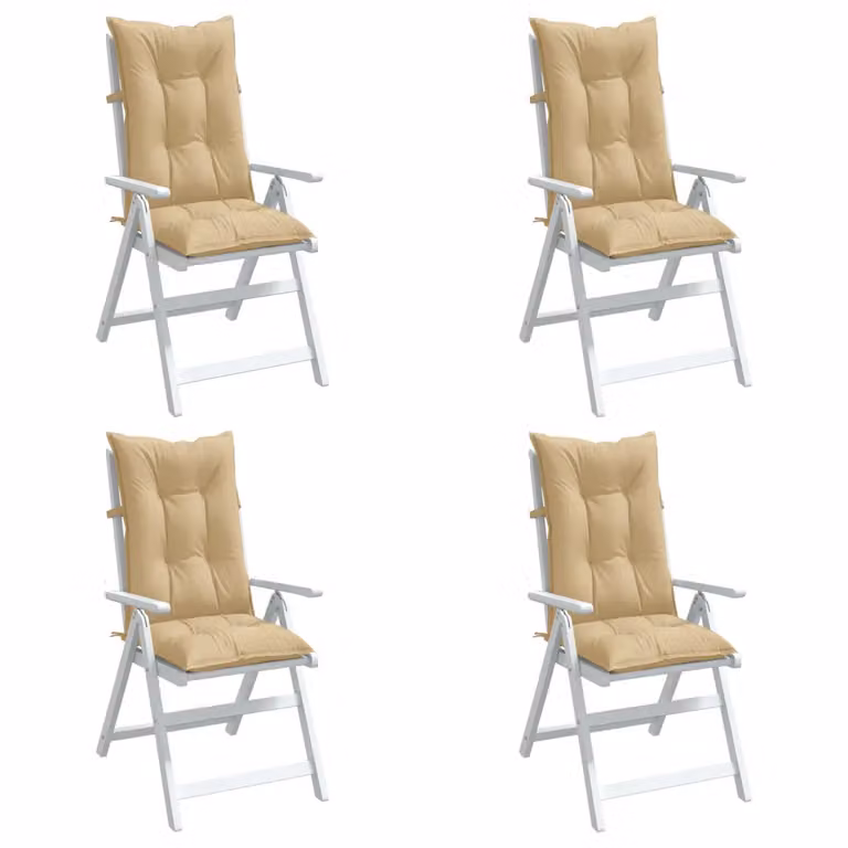 Set di 4 cuscini per schiena alta vidaXL in tessuto beige mélange, L 120 cm x P 50 cm x H 7 cm, resistenti ai raggi UV e antiscivolo