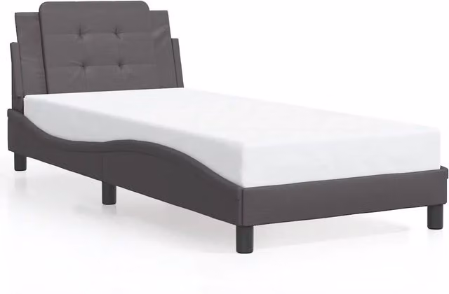 Letto singolo Zadar in similpelle grigia con struttura in legno e doghe fisse L/P/H: 80 x 200 cm