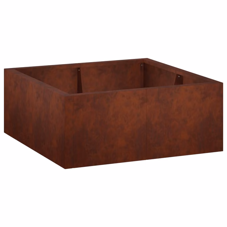 Set di 4 muretti di contenimento per aiuole rialzate vidaXL in acciaio Corten color marrone, L/P/H: 100 x 100 x 30 cm