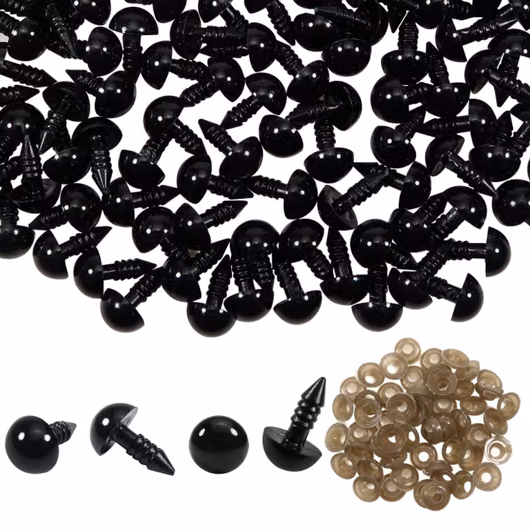 50 occhi di sicurezza neri da 10 mm con rondelle