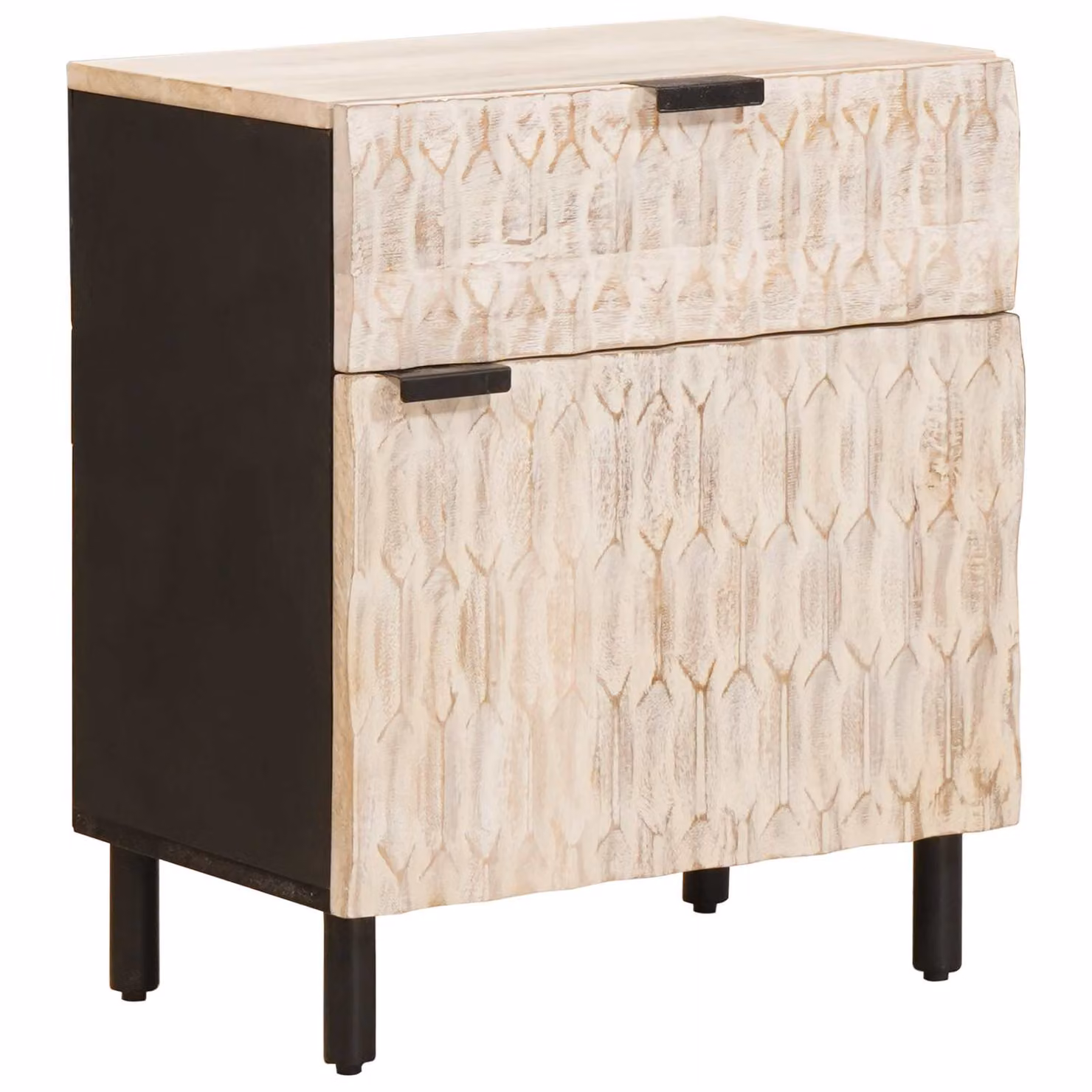 Armadio da notte vidaXL in legno di mango massello bianco stile rustico L 50 cm x P 33 cm x H 60 cm