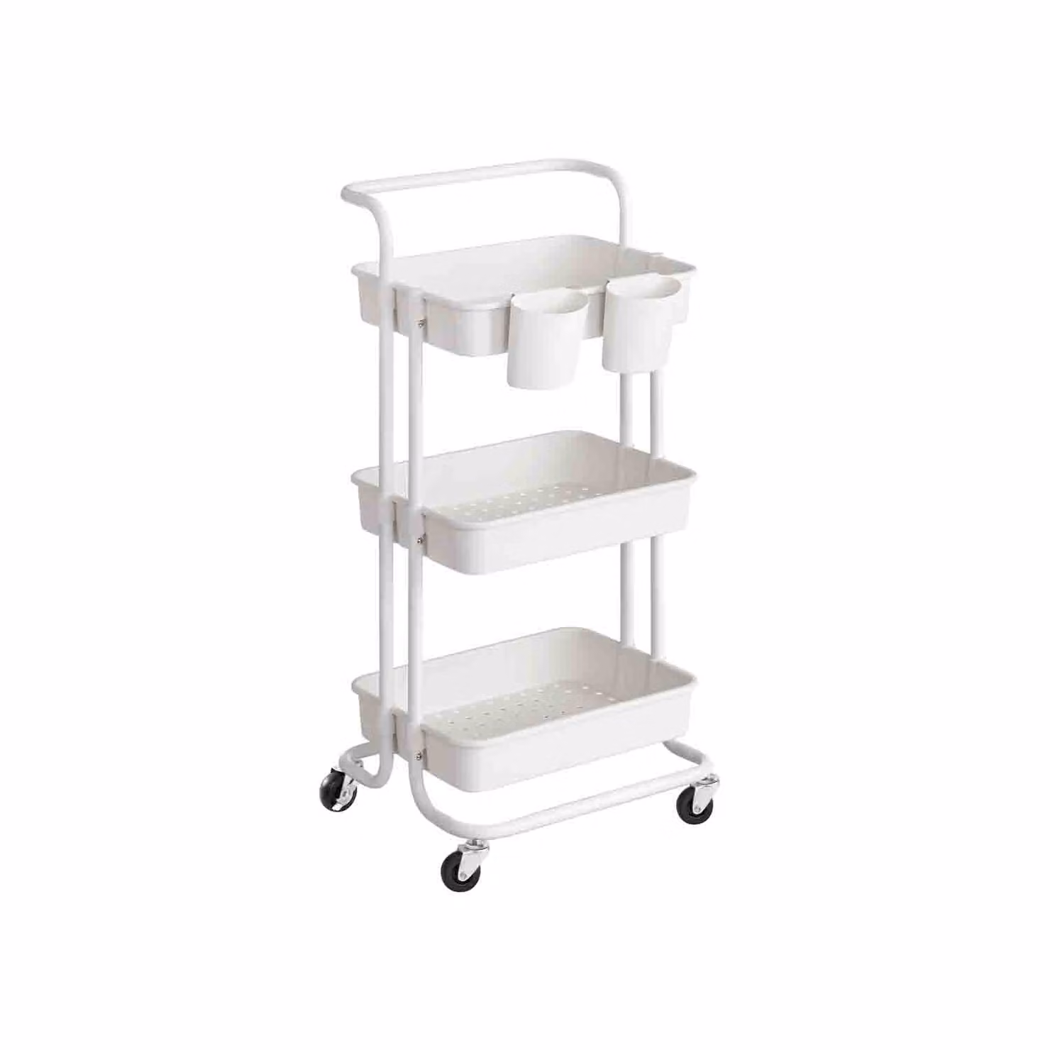 Carrello Scorrevole Trolley a 3 Livelli, Bianco