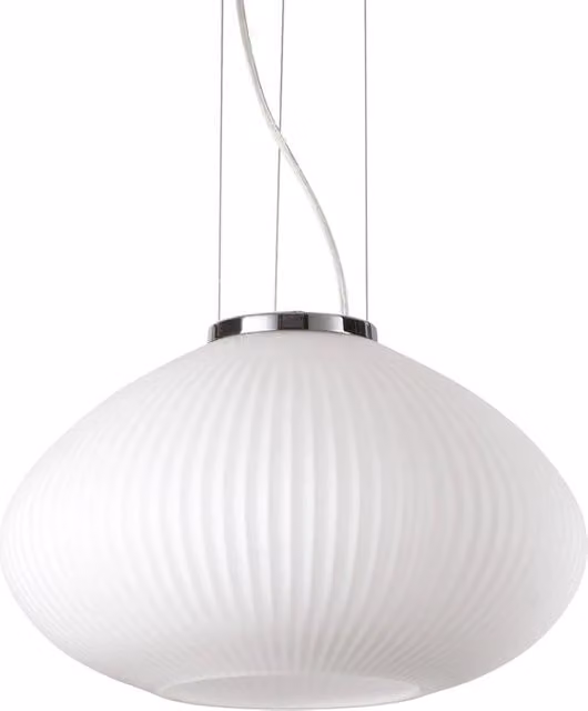 Lampada a sospensione moderna Plisse' IDEAL LUX in metallo cromo con 1 luce E27, Diametro: 35 cm