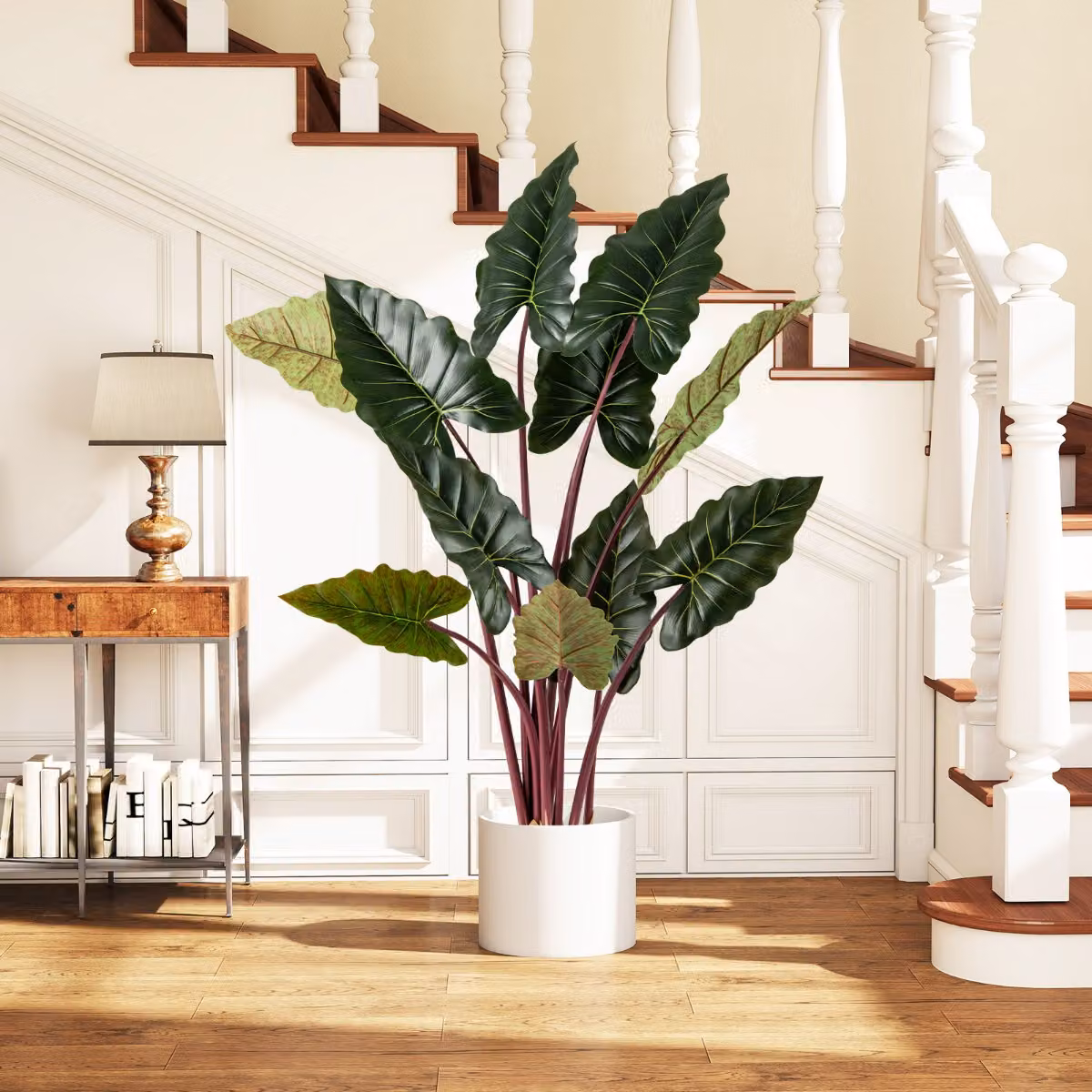 Pianta artificiale decorativa moderna Costway Taro Arcobaleno Verde, Altezza: 160 cm