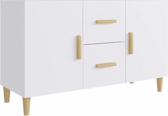 Credenza Buffet da pranzo Bianca in Legno Multistrato L: 100 cm, P: 36 cm, H: 60 cm