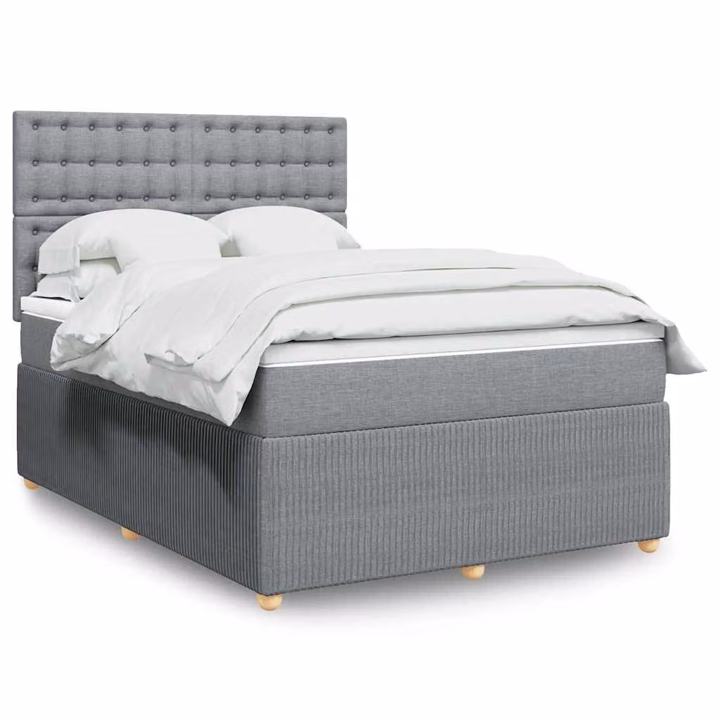 Giroletto a molle con materasso vidaXL in tessuto grigio chiaro e bianco, L/P: 160 x 200 cm