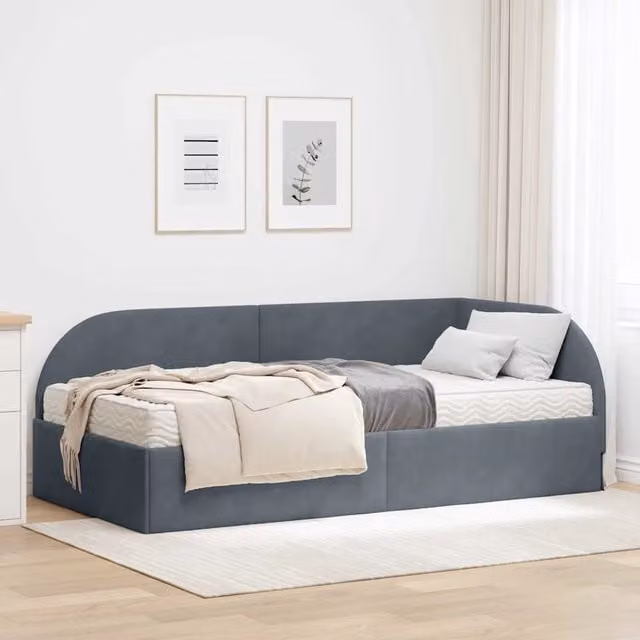 Struttura Letto Angolare con Materasso 2 pz-Giroletto con materasso Grigio Velluto 462991