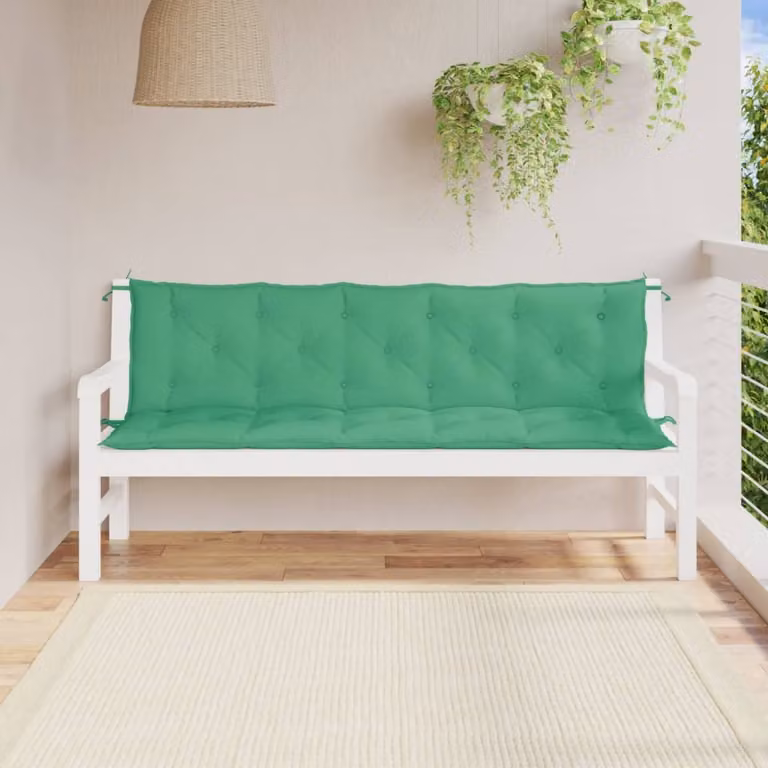 Set di 2 cuscini per panca da giardino vidaXL verdi in tessuto Oxford impermeabile e traspirante L: 180 cm, P: 50 cm, H: 7 cm