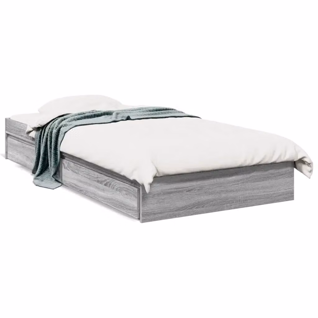 Letto con cassetti vidaXL in legno multistrato grigio 90x200 cm – 2