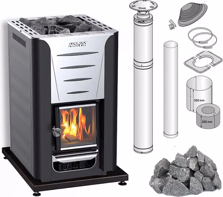 Riscaldatore per sauna Harvia 20 Pro Germany Set Incl. protezione WL100, pietre e sistema camino