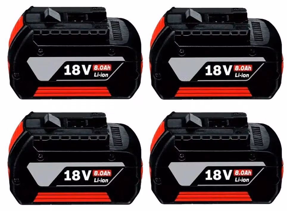 Batteria per utensili, capacità 8000 mAh, compatibile con modelli di utensili elettrici, 8,0 Ah, 4 pezzi