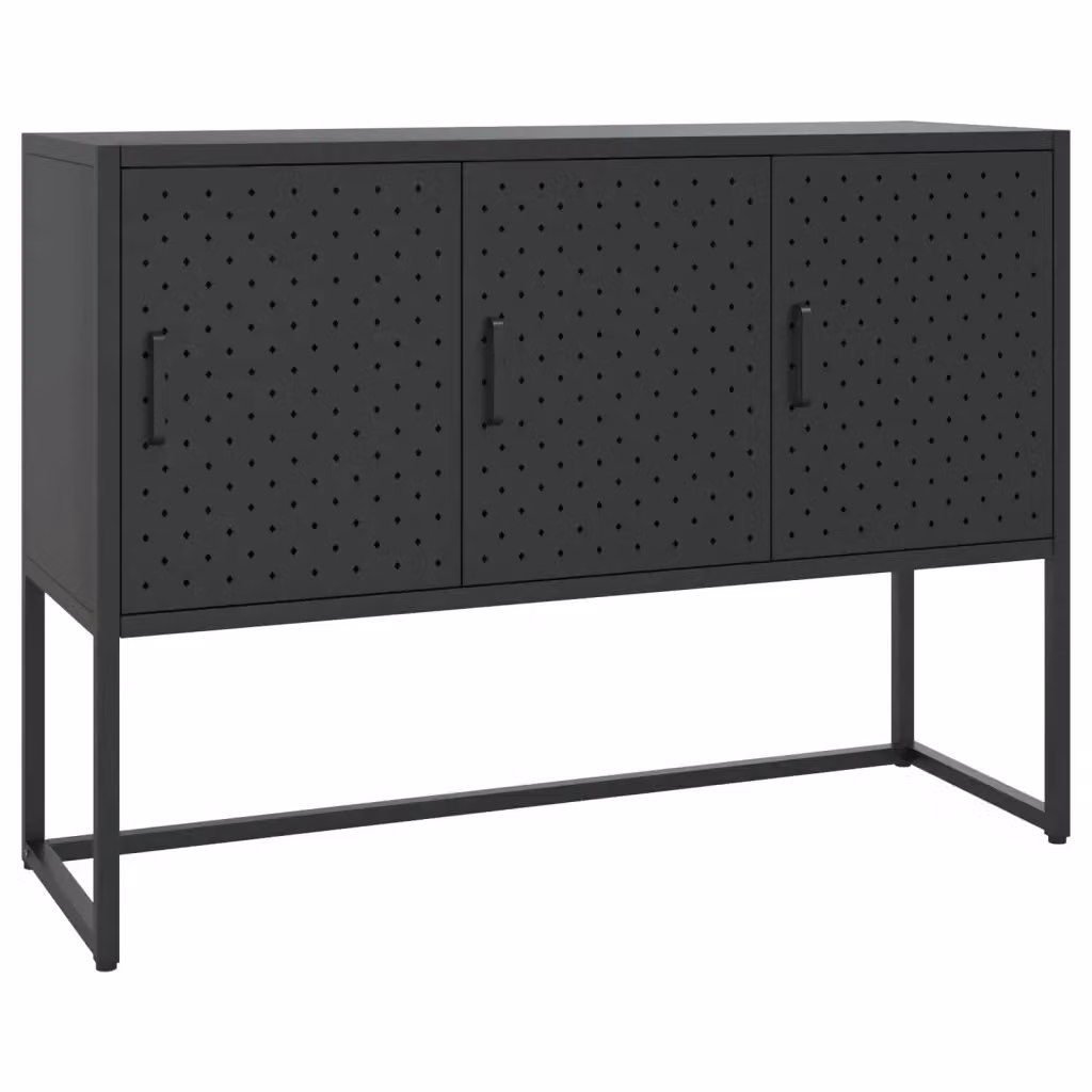 Credenza nera in metallo vidaXL con finitura opaca L/P/H: 105 x 35 x 75 cm – 2