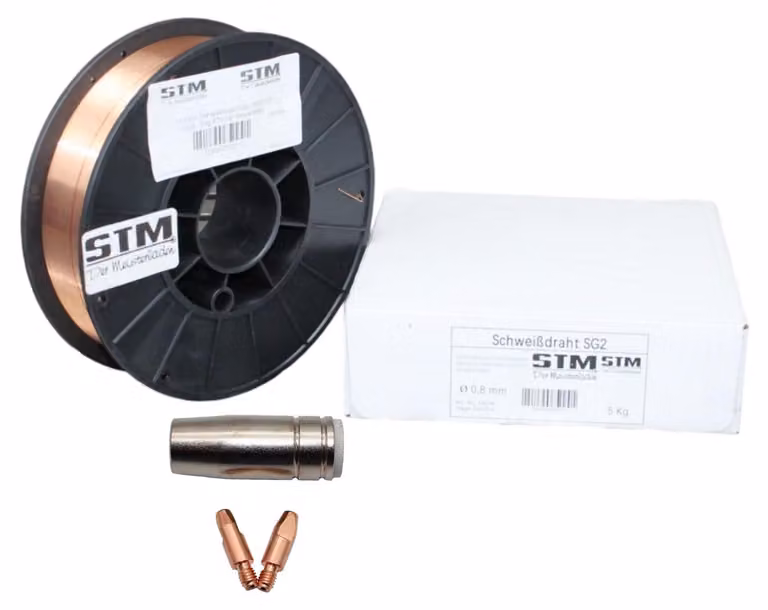 Elettrodo di saldatura schermato a gas SG2, diametro 0,8 mm, gas CO2, lega G3Si1, per saldatura MIG/MAG, peso 0,5-5 kg, D200