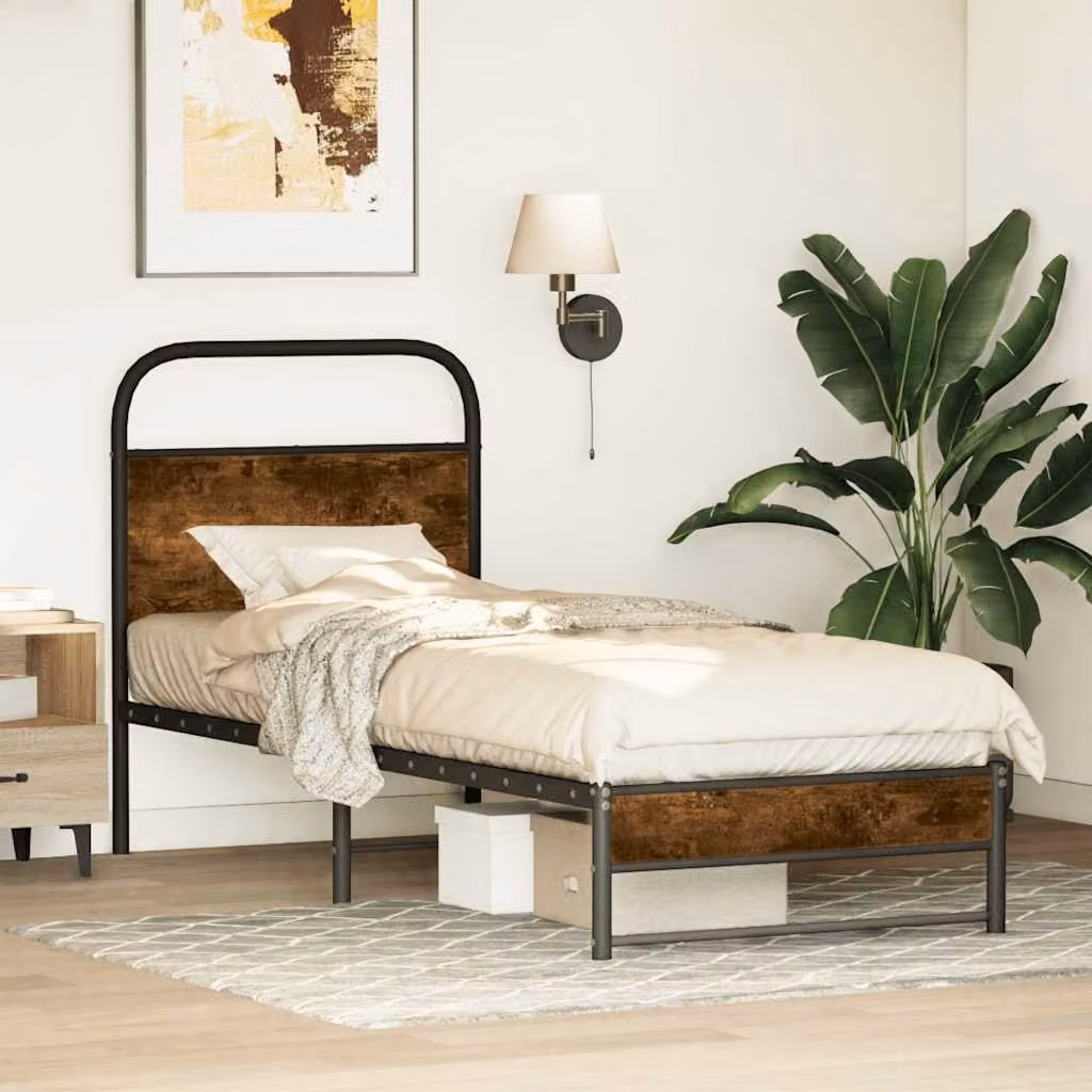 vidaXL Giroletto senza Materasso in Rovere Fumo, L/P/H: 80 x 200 cm