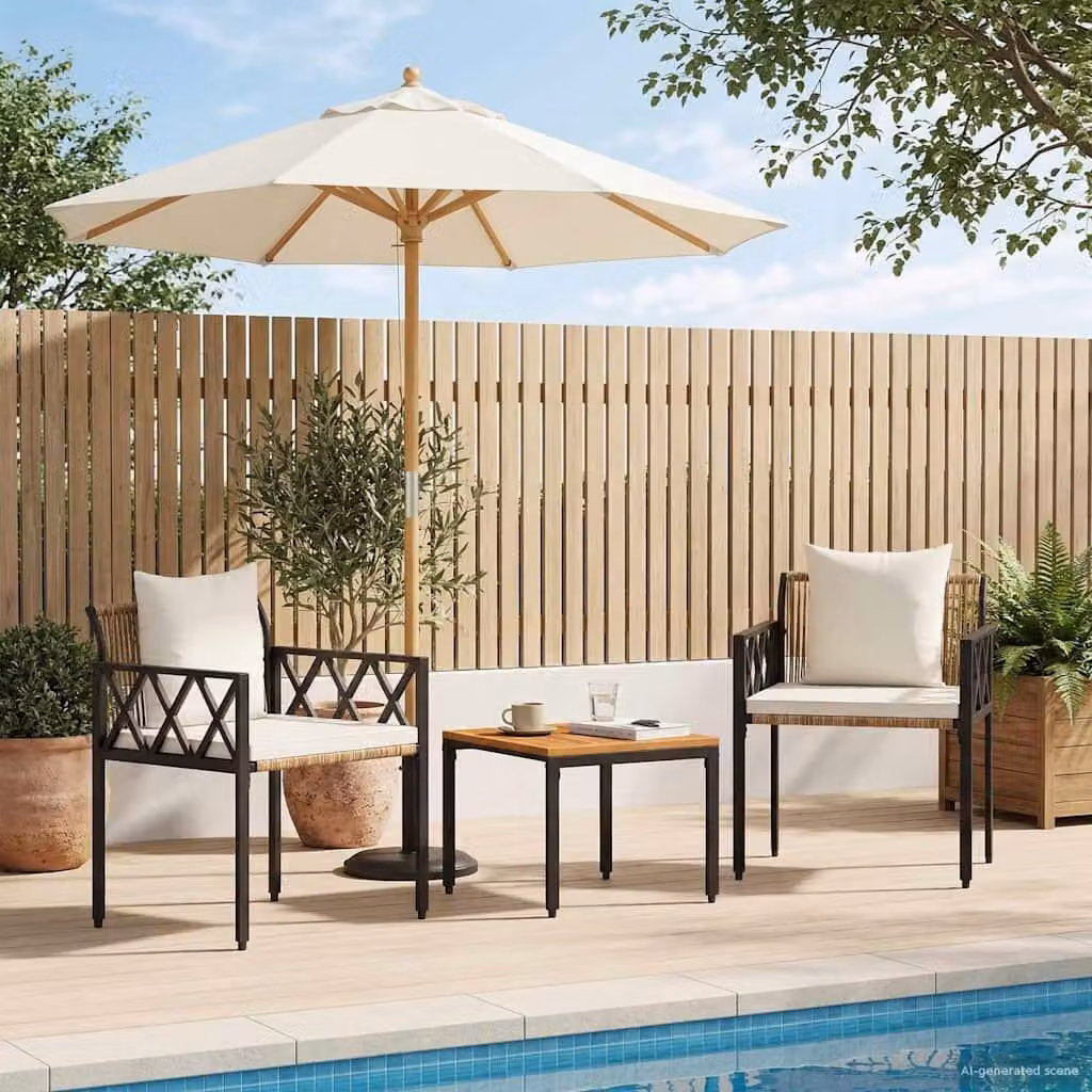 Maison Exclusive - Set di mobili da giardino, 3 pezzi, color marrone e crema, in rattan sintetico