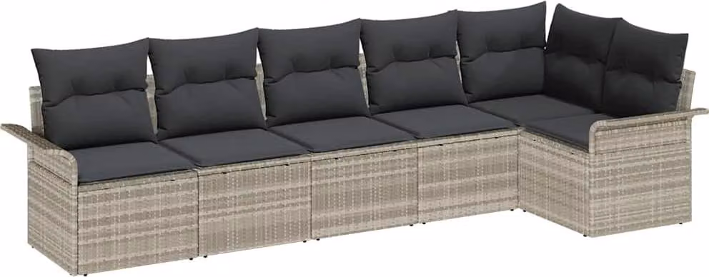 Set Divano da Giardino 6 pcs Grigio chiaro polyrattan