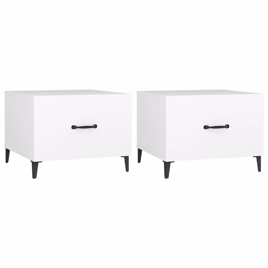 Tavolini da Salotto Gambe in Metallo 2 pz Bianchi 50x50x40 cm