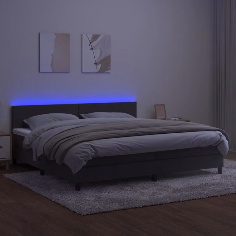 Maison Exclusive - Letto a Molle con Materasso e LED Grigio Scuro 200x200 cm
