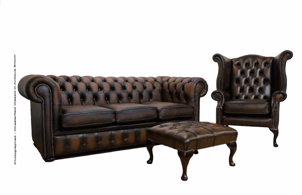 Chesterfield Sofagarnitur Leder Chesterfield Komplett Set Sofa Couch 440
