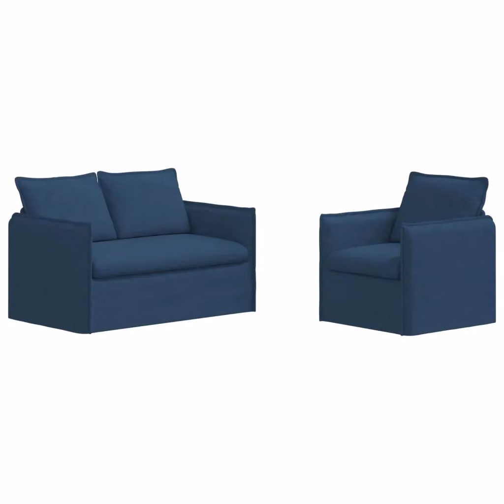 Set di 2 divani vidaXL moderni in tessuto blu con struttura in metallo per soggiorno e camera da letto L/P/H: 196 x 82 x 85 cm – 2