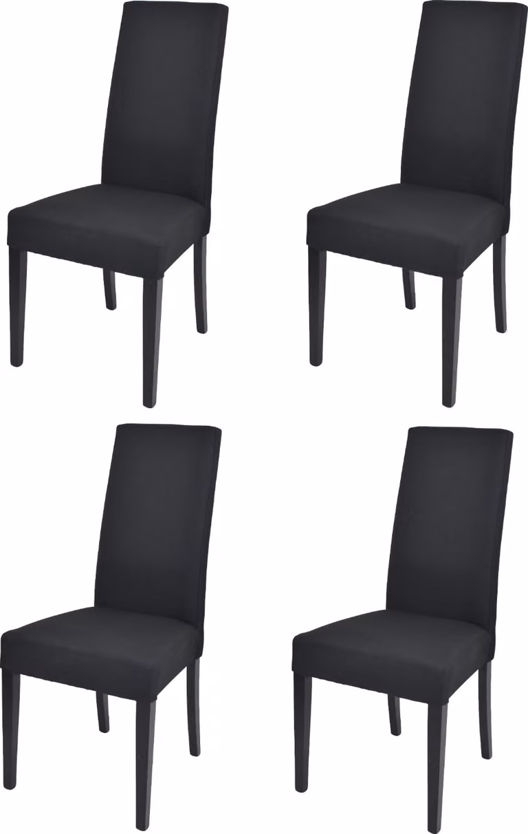 t m c s Tommychairs - Set di 4 sedie moderne CHIARA per cucina e sala da pranzo, struttura robusta in legno di faggio laccato colore nero, imbottite e rivestite in tessuto colore nero