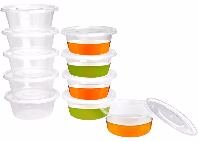 Contenitori per alimenti con coperchio, 40 pezzi, capacità 50 ml, a prova di perdite, adatti al microonde, riutilizzabili, trasparenti