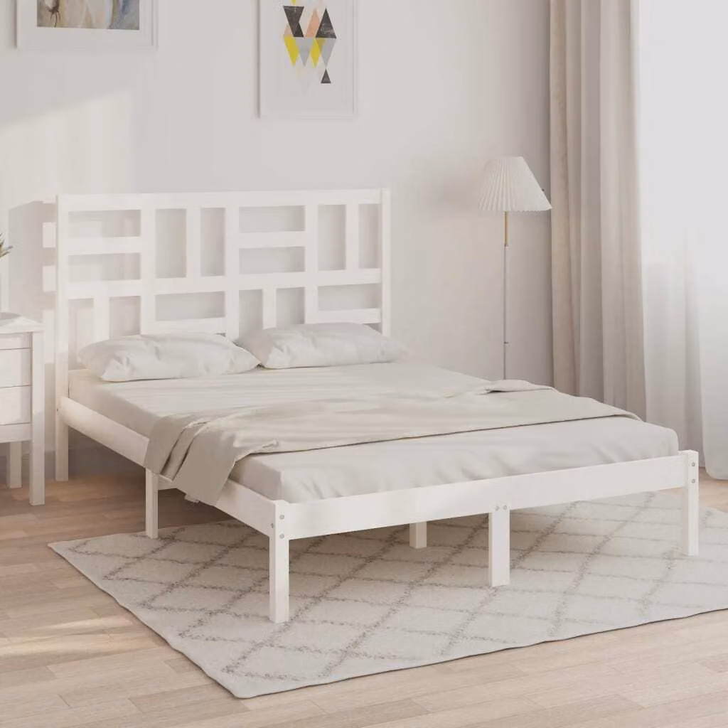 The Living Store Letto in legno massiccio bianco 160x200 cm
