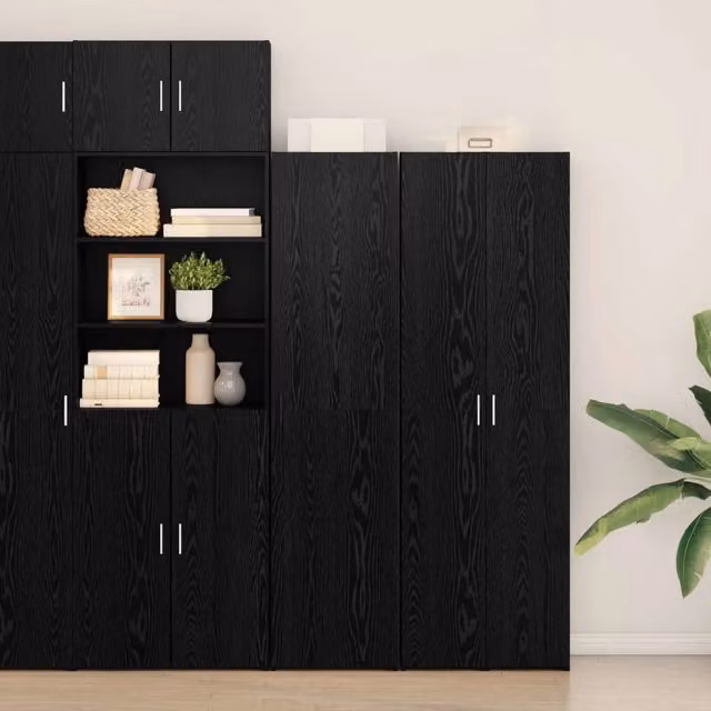 Credenza moderna vidaXL in legno e MDF color nero opaco L/P/H: 45 x 42,5 x 185 cm