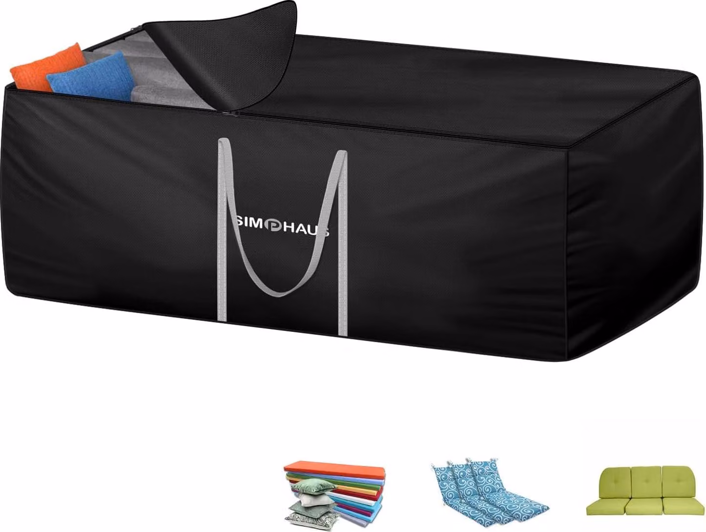Borsa porta cuscini con cerniera e manici - Custodia protettiva impermeabile in tessuto Oxford 420D per scatola di cuscini - Borsa per cuscini da giardino 180x80x60cm