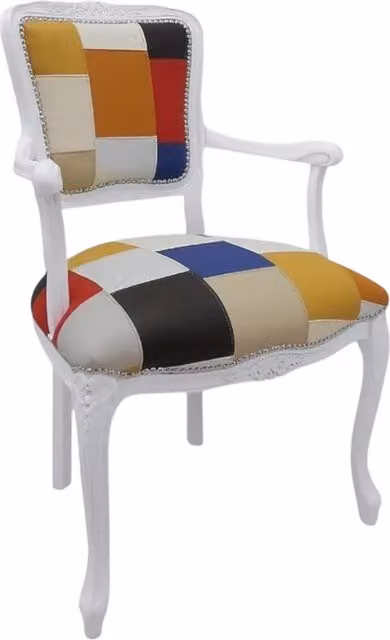 Poltrona parigina multicolore con braccioli in legno di faggio bianco Mobili 2G