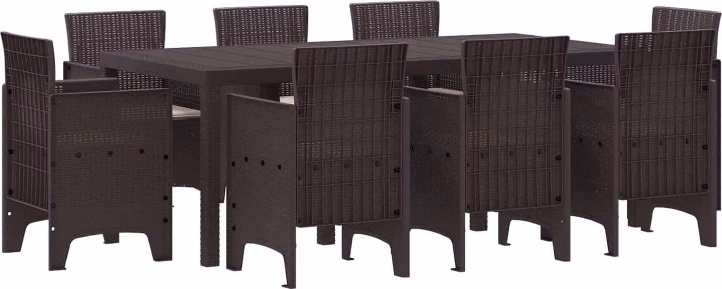 Maison Exclusive - Set da pranzo per esterno, 9 pezzi, colore marrone, in polipropilene
