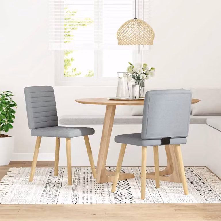 Set di 2 sedie da pranzo vidaXL in tessuto grigio con struttura in legno e metallo