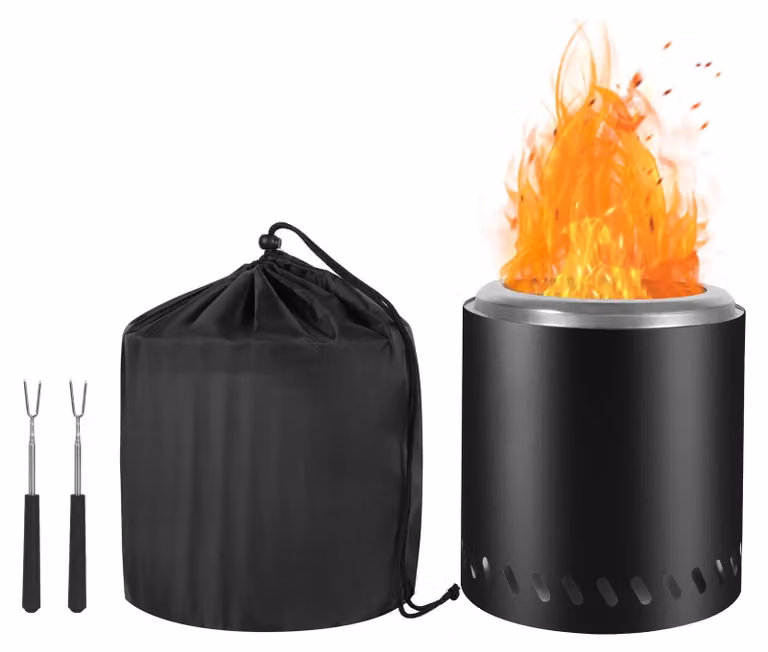 Focolare senza fumo, 22 cm, in acciaio inossidabile, portatile, ideale per giardino e campeggio