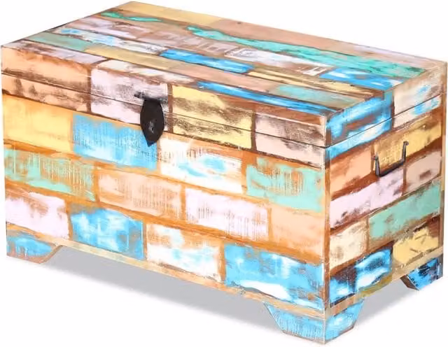 Cassapanca in legno massello di recupero multicolore stile retro vidaXL
