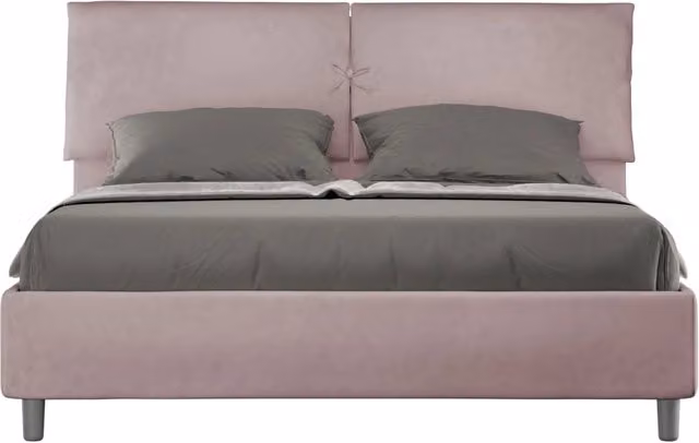 Letto Matrimoniale con Contenitore e Rete a Alzata GIORDANOSHOP in Velluto Microfibra L/P: 160 x 200 cm – 1