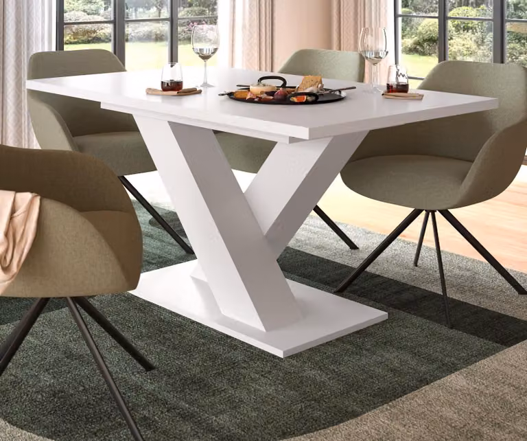 Tavolo da pranzo "Home-X" bianco, tavolo da pranzo allungabile 150 - 190 cm, fino a 8 persone