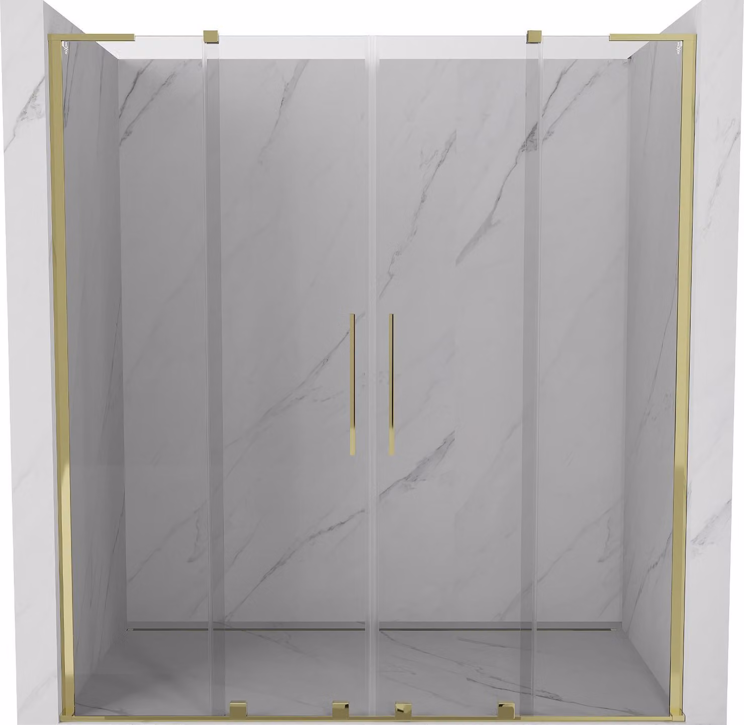 Mexen Velar L Duo porta doccia scorrevole 170 cm, trasparente, oro - 871-170-003-02-50