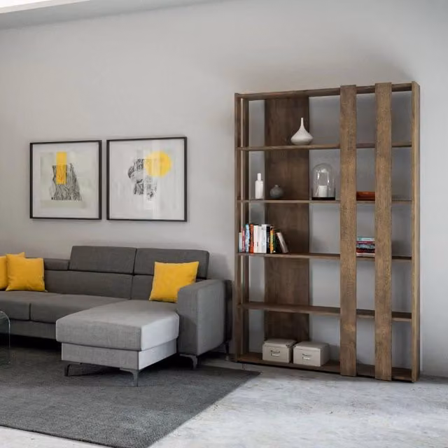 Composizione Libreria Small B Kato 6R 2 fianchi 4 fasce lunghe - Noce