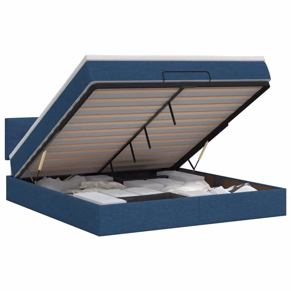 Letto ottomano con materasso blu vidaXL L/P/H: 140 x 200 x 88 cm – 2
