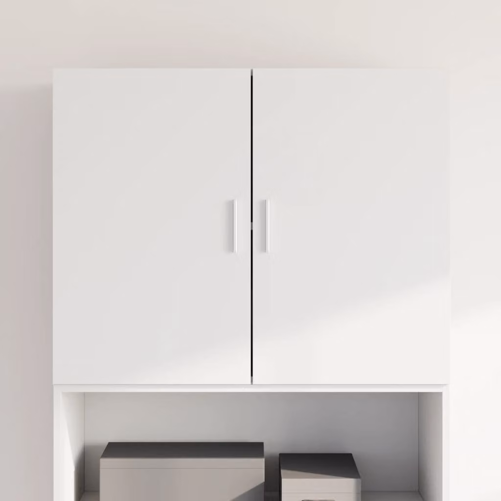 Mobile a parete vidaXL Bianco Moderno in Legno con Ante a Battente e Ripiani Interni L: 80 cm, P: 42,5 cm, H: 64 cm