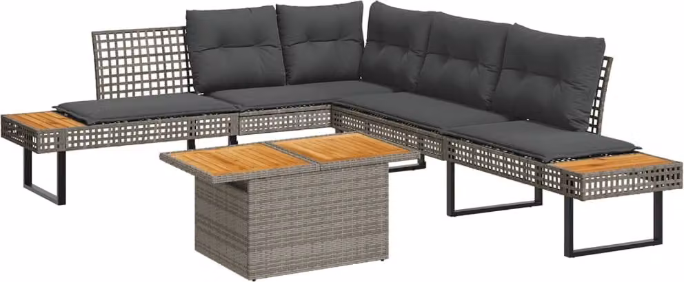 Maison Exclusive - Set Divani da Giardino 2pz con Cuscini Grigio Polyrattan Acacia