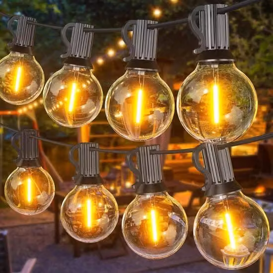 Illuminazione per tende 18-Metro Fili di luce LED all'aperto con 30 + 1 lampade G40 LED IP45 impermeabili per patio, terrazza, giardino, festa, matrimonio