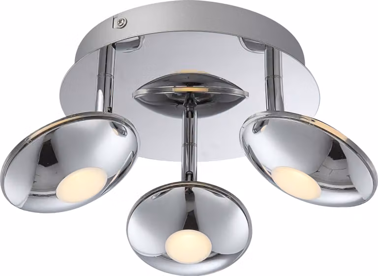Lampada a sospensione Globo, modello Dl, finitura cromata, 3 luci LED, codice prodotto 56210-3